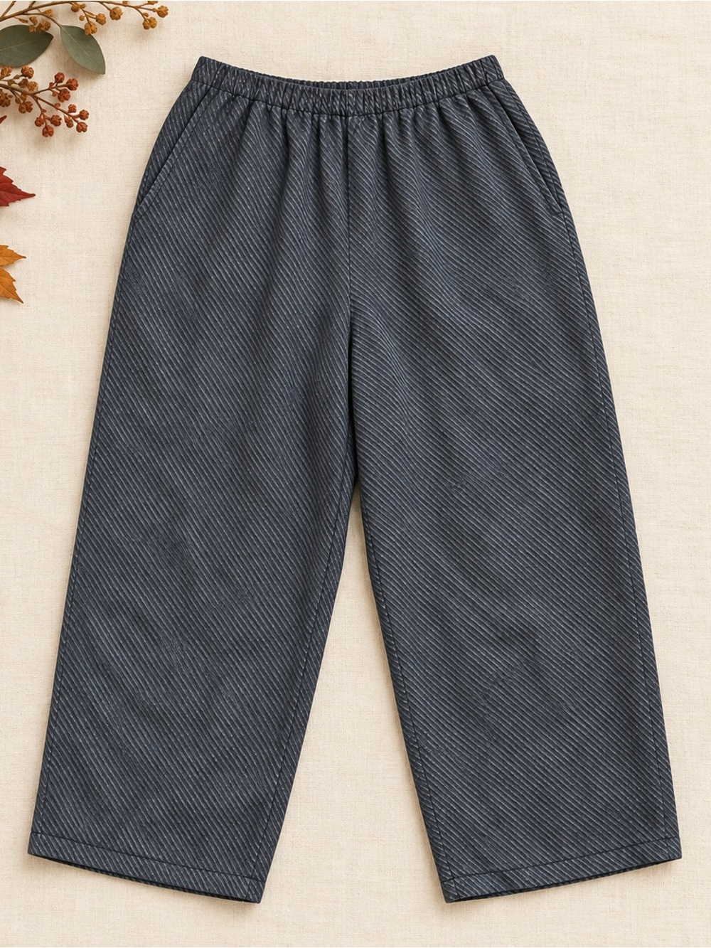 Flax Women's Ankle-Length Wide-Leg Pants - Textured Charcoal Gray